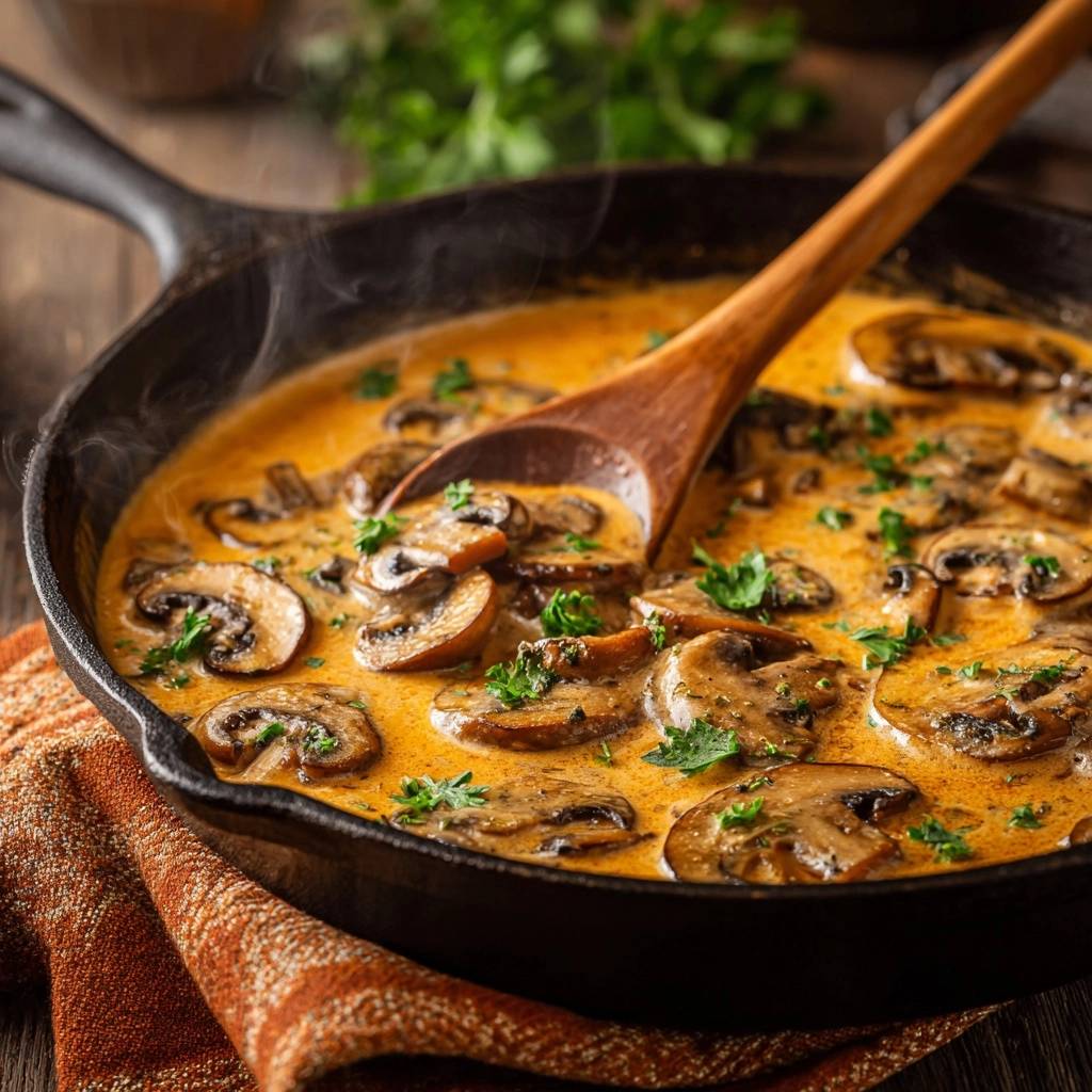 Cremige Champignonpfanne (Keine wässrige Soße mehr)