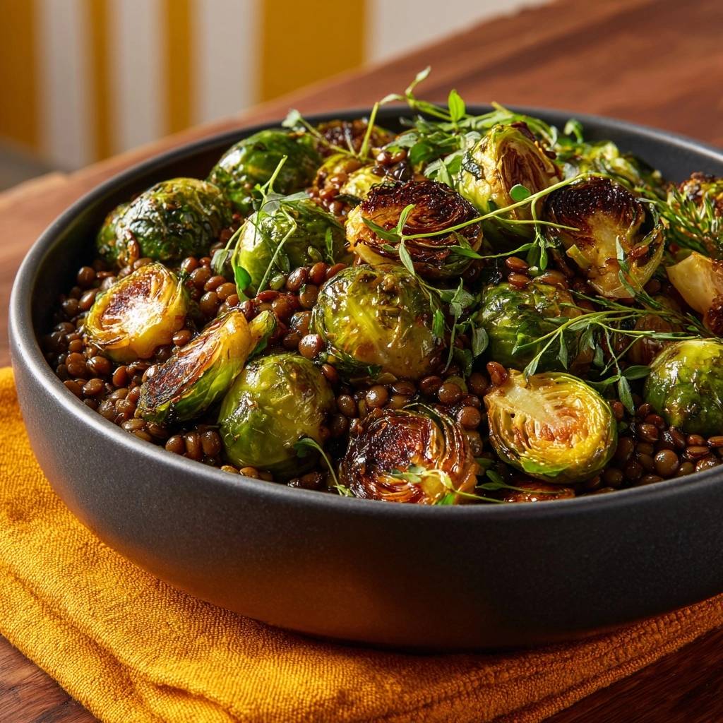 Knuspriger Rosenkohl mit Linsen