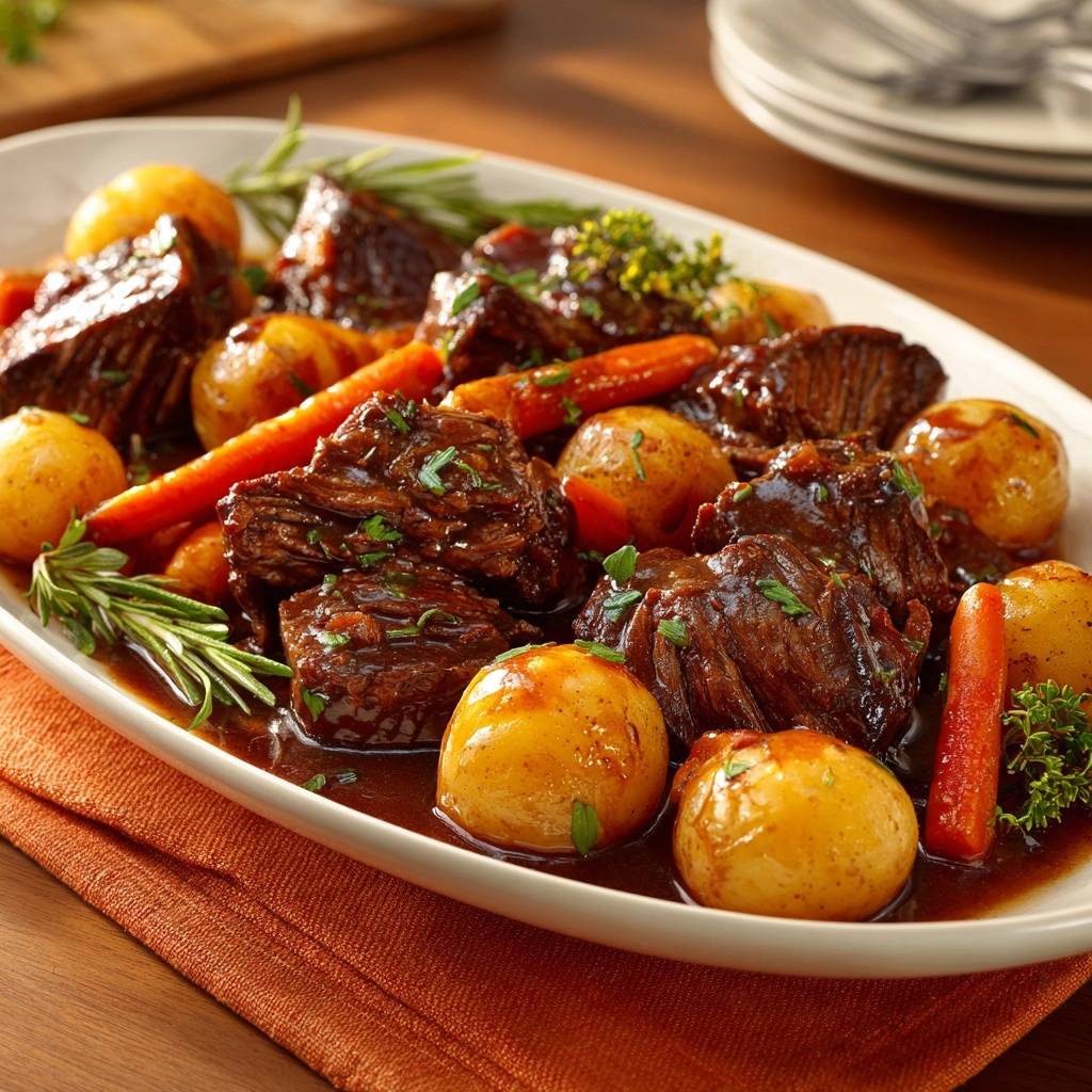 Saftiges Rindergulasch mit Babykartoffeln und Karotten