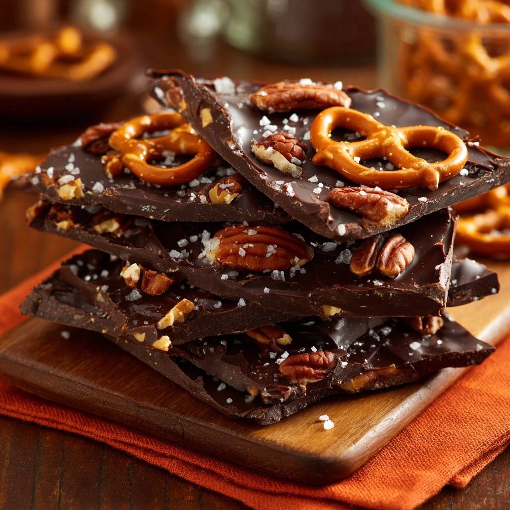 Knusprige Schokoladenbark mit Brezeln & Pekannüssen (Nie wieder matschige Brezeln!)