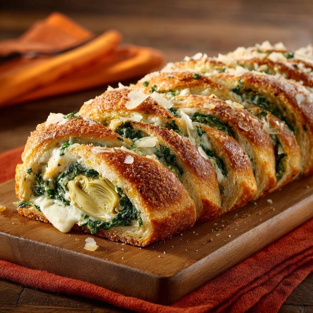 Spinat-Artischocken-Käse-Brotzopf (Keine matschige Füllung mehr!)