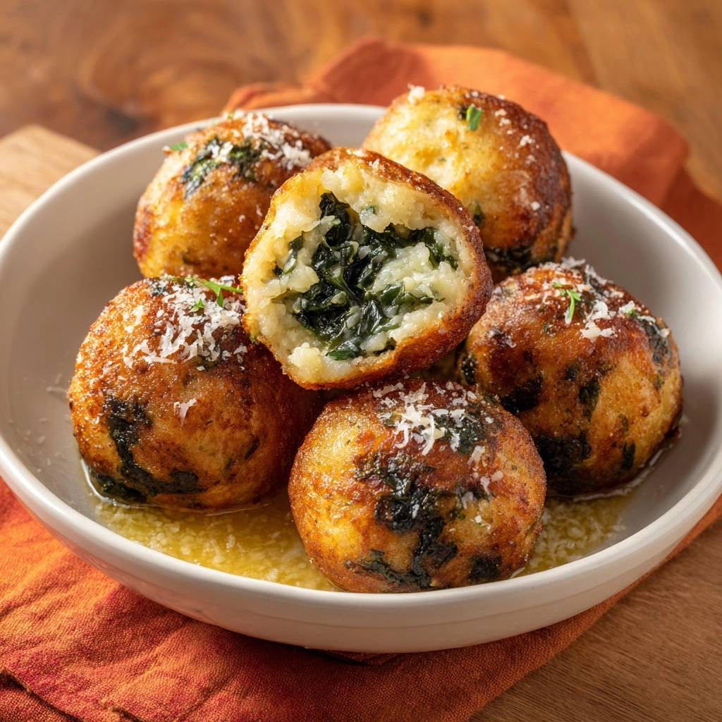 Knusprige Spinat-Käse-Kartoffelbällchen