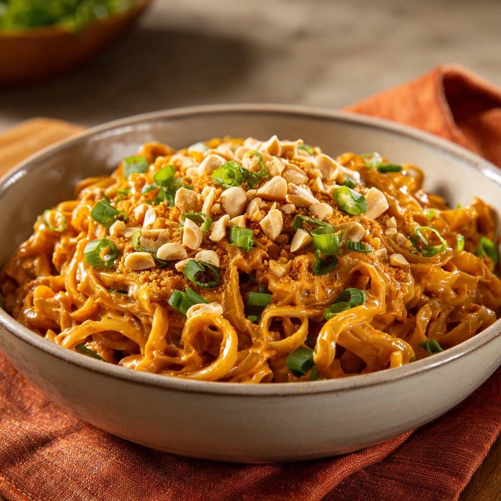 Cremige Erdnussnudeln (Nie wieder matschige Nudeln)