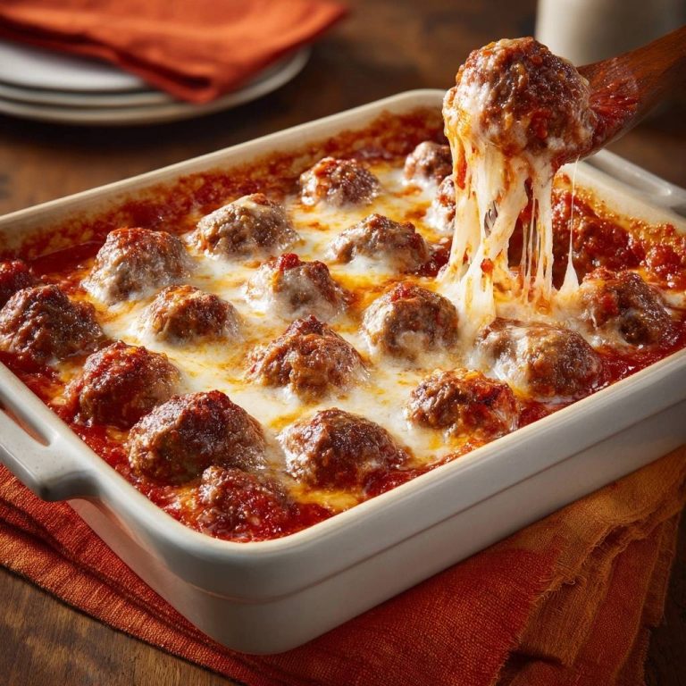 Überbackene Hackbällchen in Tomatensoße – saftig & lecker