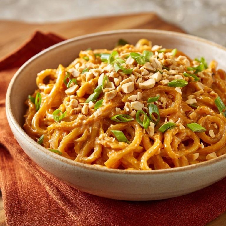 Cremige Erdnussnudeln (Nie wieder matschige Nudeln)