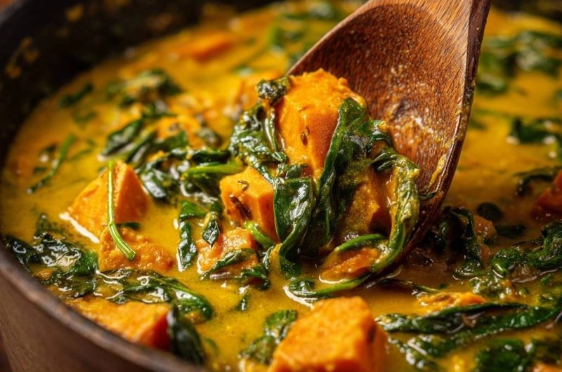 Cremiges Süßkartoffel-Spinat-Curry (Keine wässrige Soße mehr!)