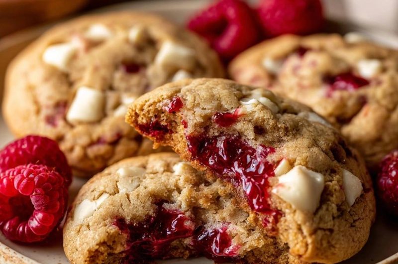 Himbeer-Weiße-Schokolade-Cookies (Nie wieder flache Cookies!)