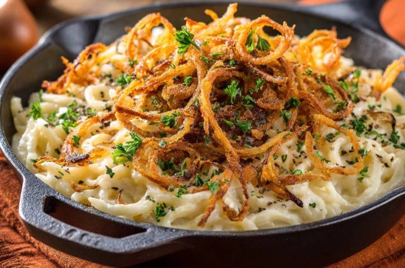 Käsespätzle mit knusprigen Zwiebeln (Endlich knusprige Zwiebeln ohne Matsch!)