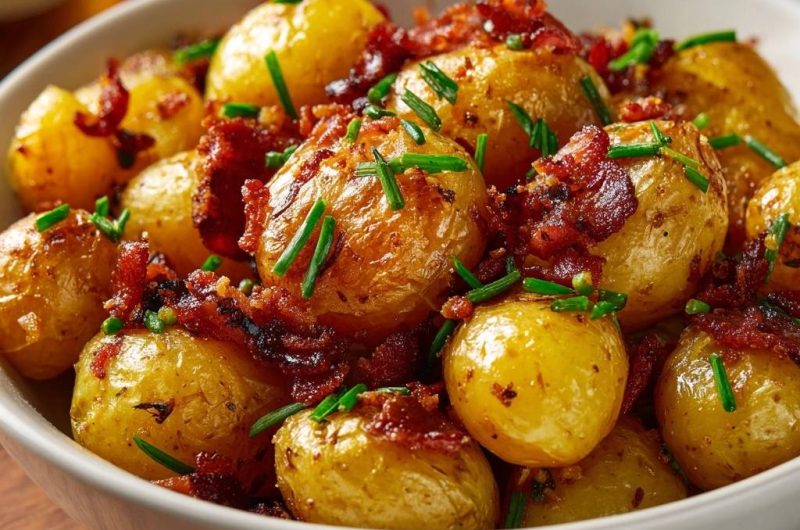 Knusprige Babykartoffeln mit Speck und Schnittlauch (Nie wieder matschige Kartoffeln!)