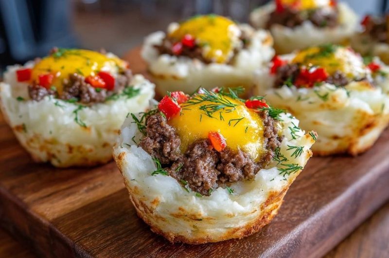 Knusprige Kartoffelnester mit Hackfüllung (Nie wieder zusammenfallende Nester!)