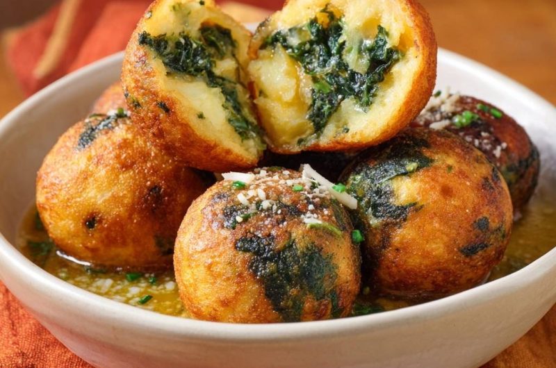 Knusprige Spinat-Käse-Kartoffelbällchen