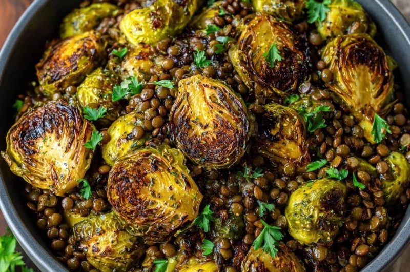 Knuspriger Rosenkohl mit Linsen