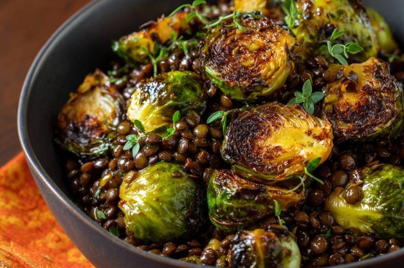 Knuspriger Rosenkohl mit Linsen