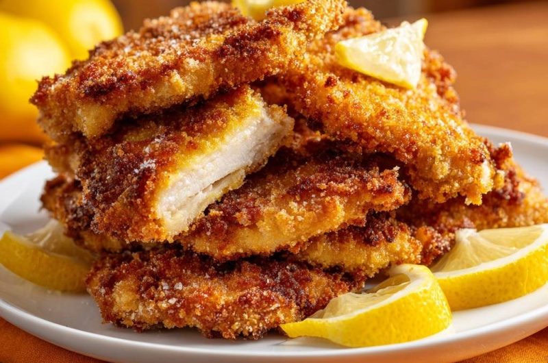 Knuspriges Hähnchenschnitzel mit Zitrone