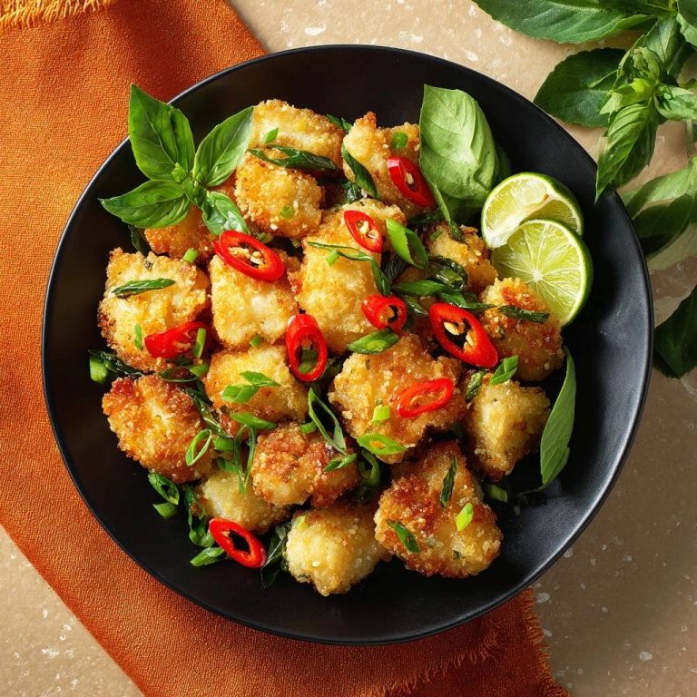 Knuspriges Thai-Basilikum-Hähnchen ohne abfallende Panade