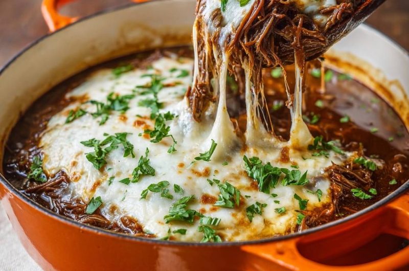 Pulled Beef mit Käsekruste