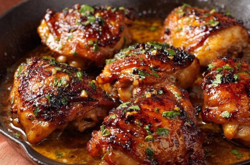 Saftige Honig-Knoblauch-Hähnchenschenkel