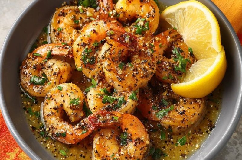 Saftige Knoblauch-Pfeffer-Garnelen