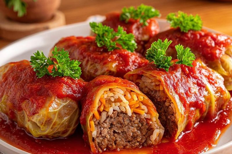 Saftige Kohlrouladen in Tomatensauce