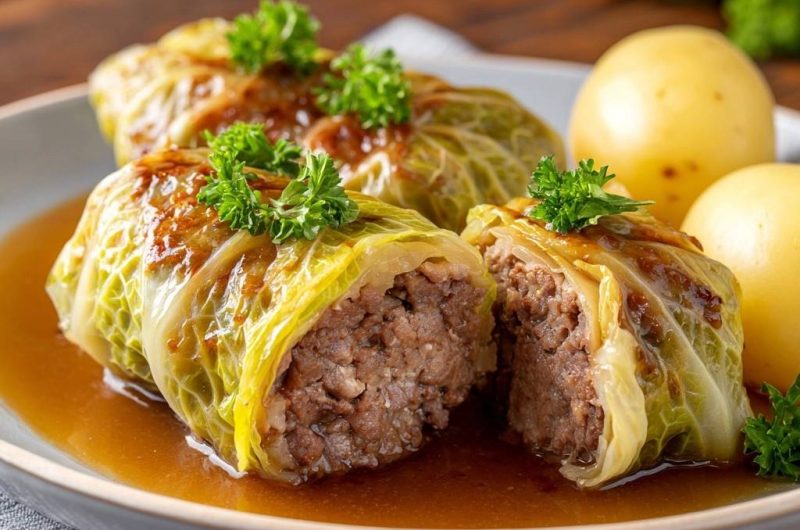 Saftige Kohlrouladen mit Kartoffeln
