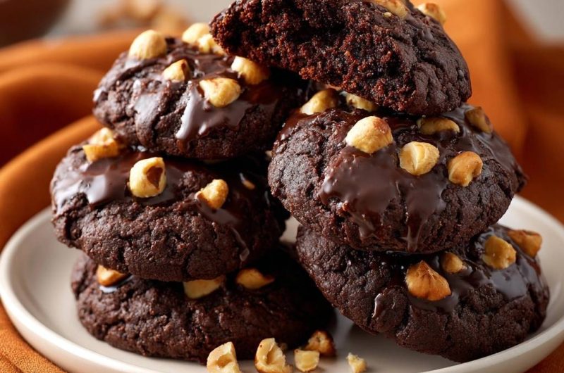 Saftige Schokoladen-Haselnuss-Kekse (Nie wieder trockene Kekse!)