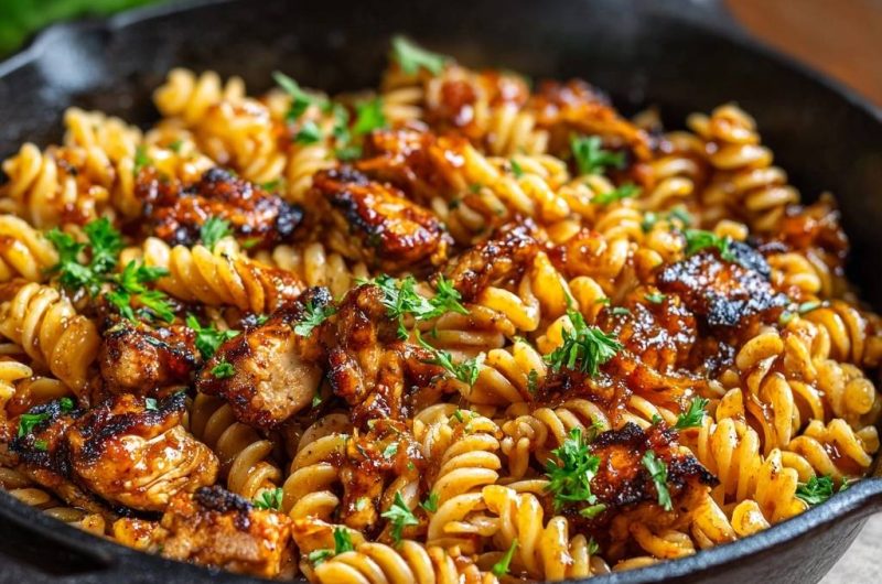 Saftiges Hähnchen-Fusilli aus der Pfanne