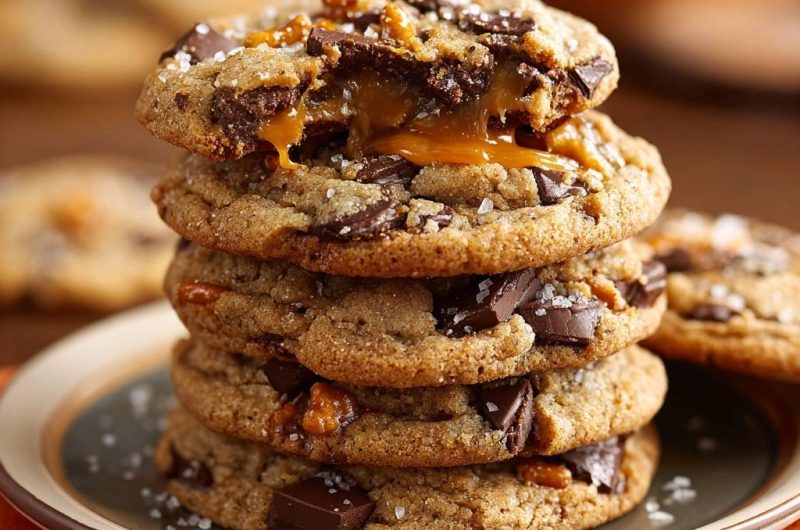 Salzkaramell-Schoko-Cookies (Nie wieder auslaufendes Karamell!)