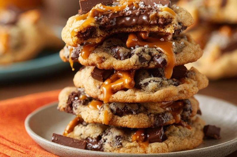 Salzkaramell-Schoko-Pretzel-Cookies (Nie wieder flache Kekse!)