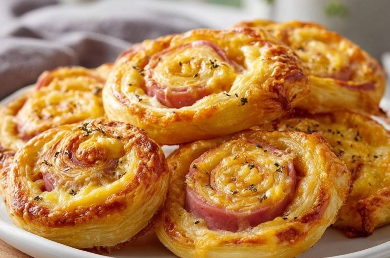 Schinken-Käse-Blätterteigschnecken