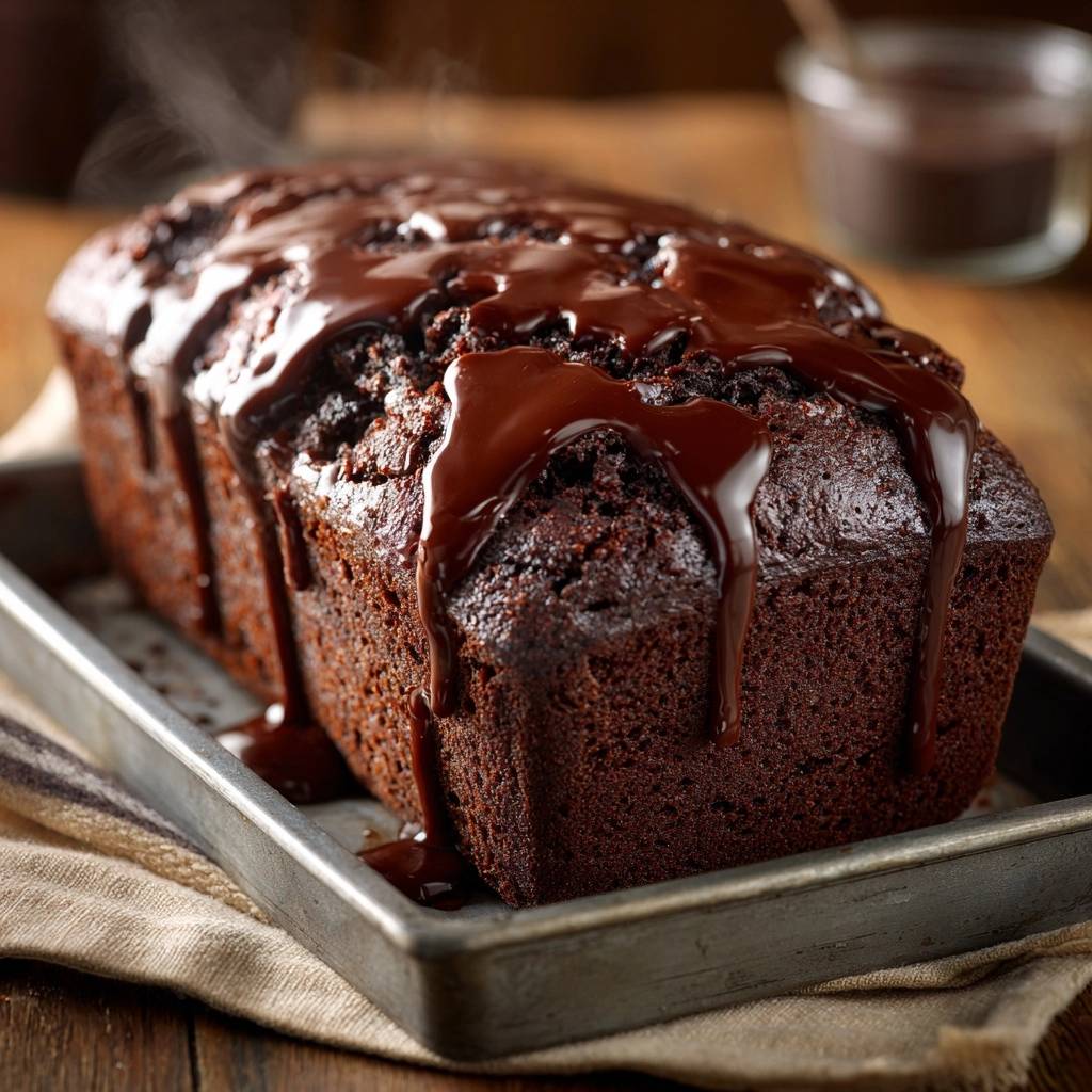 Saftiger Schokoladenbrownie, frisch gebacken und mit reichlich Schokoladenglasur bedeckt, die verführerisch herunterläuft und das Gebäck umhüllt.
