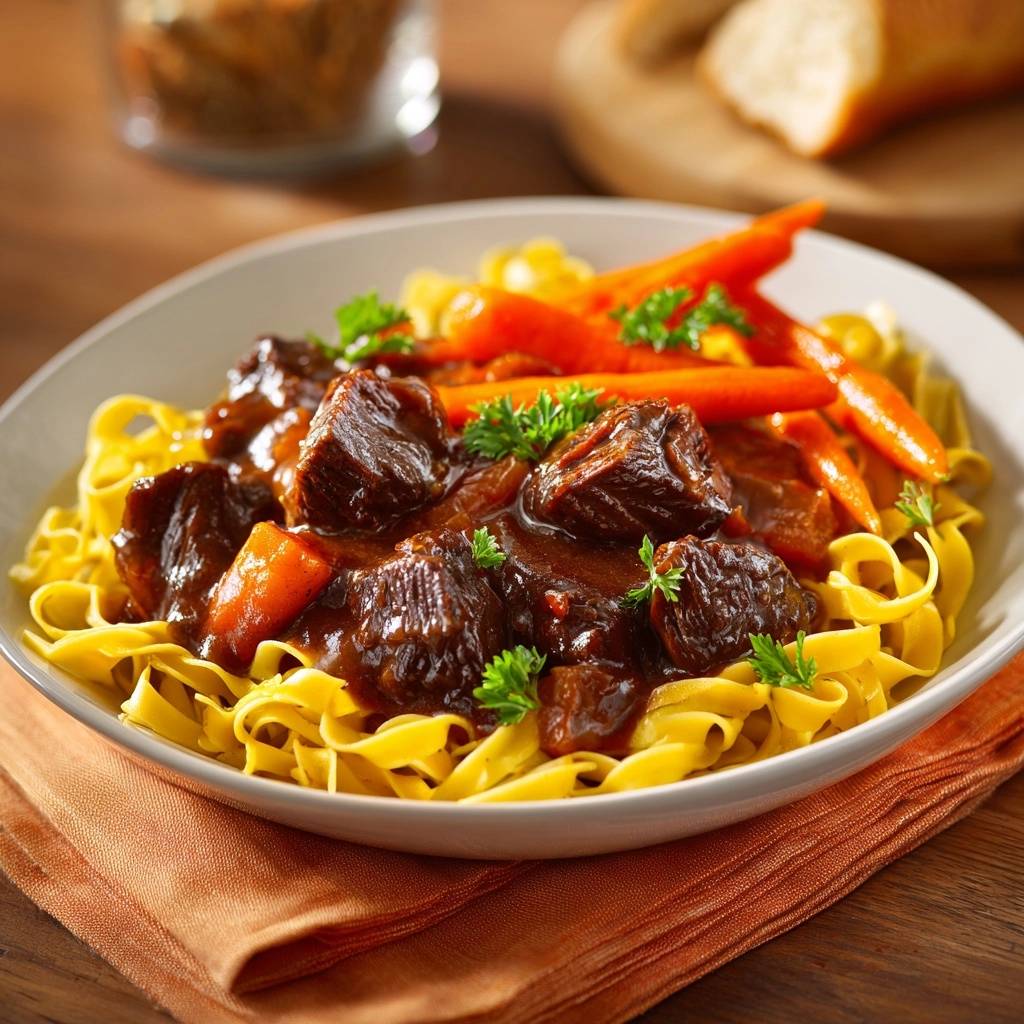Zartes Rindergulasch mit Eiernudeln
