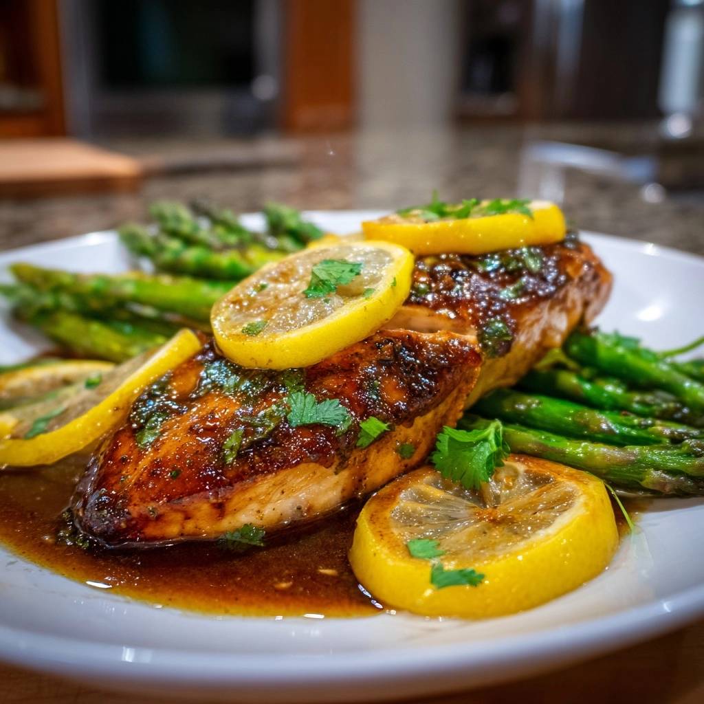 Zitronen-Knoblauch-Hähnchen mit Spargel