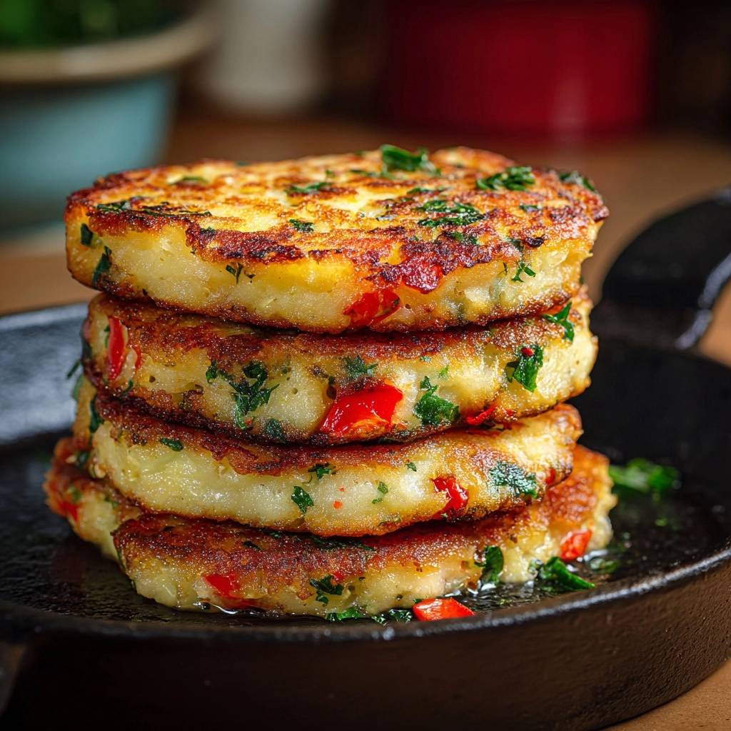 Knusprige Kartoffel-Paprika-Puffer