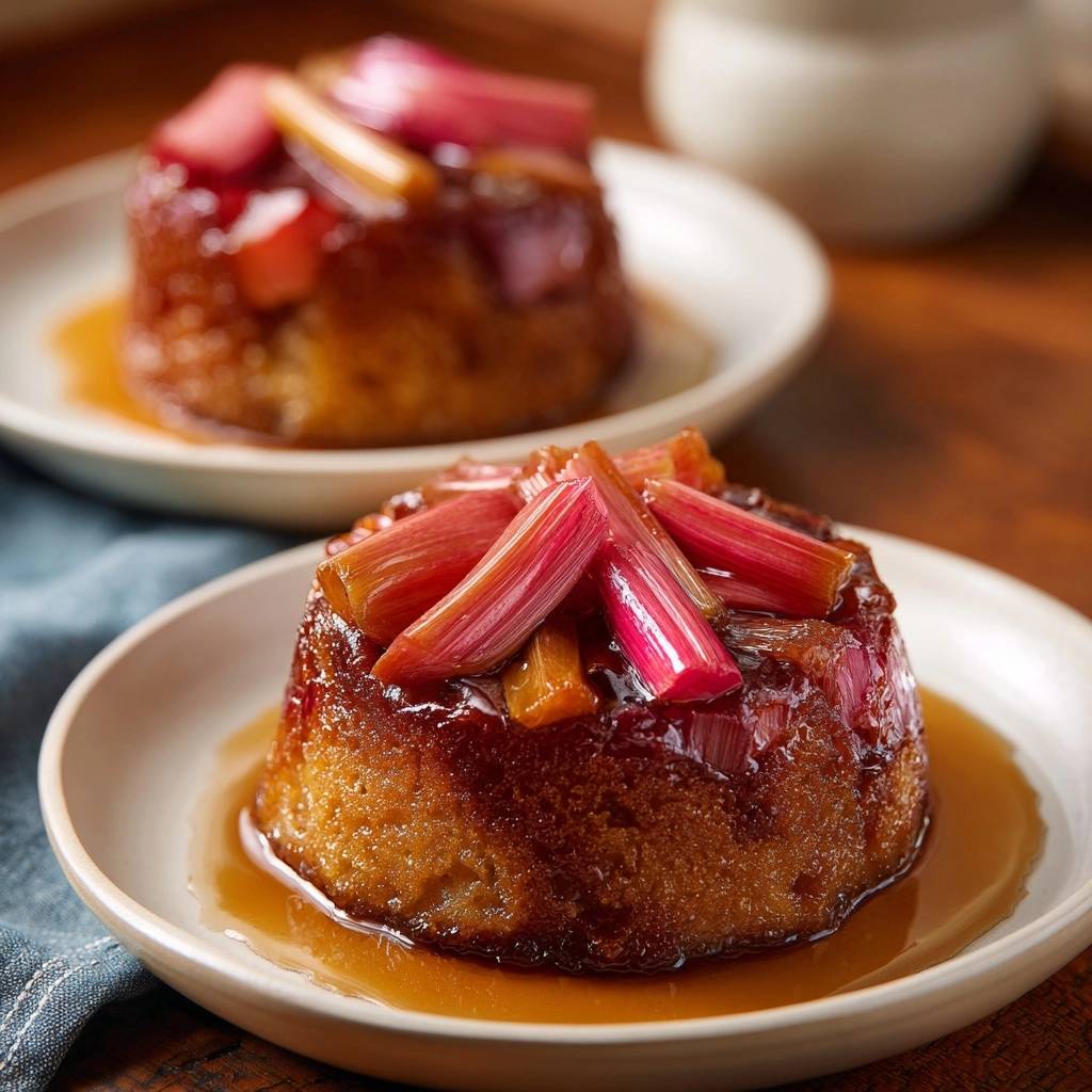 Karamellisierte Rhabarber-Upside-Down-Küchlein (Der Anti-Matsche-Boden)