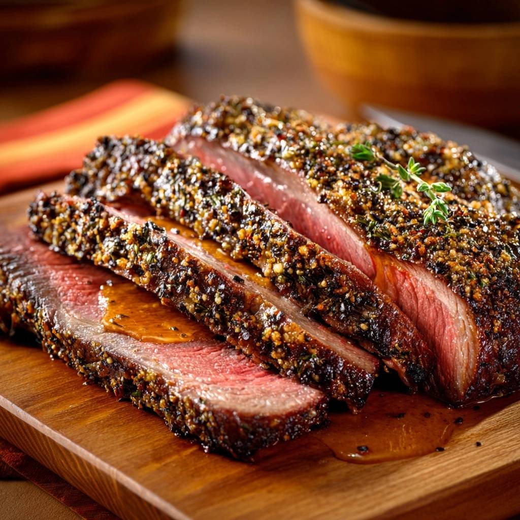 Saftiges Rindersteak mit Kräuterkruste