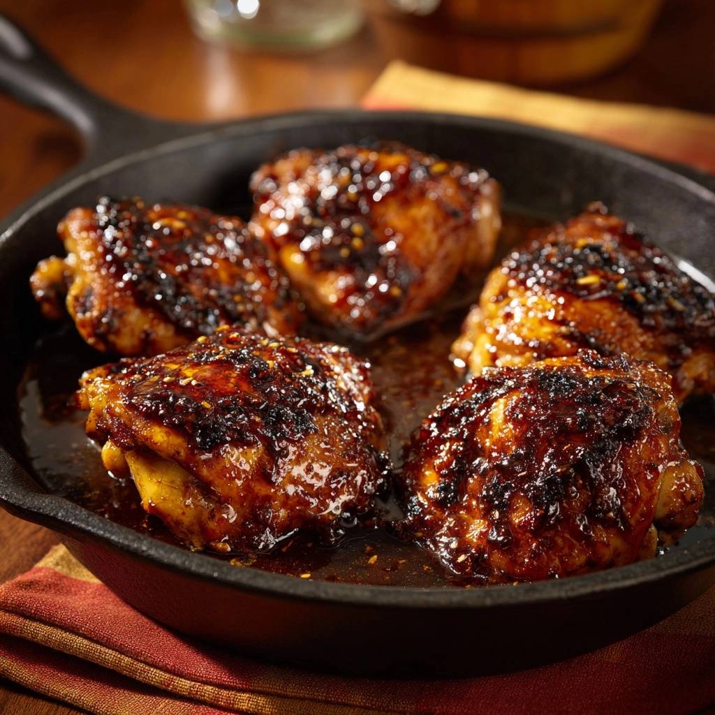 Knuspriges Glasur-Hähnchen aus der Gusseisenpfanne