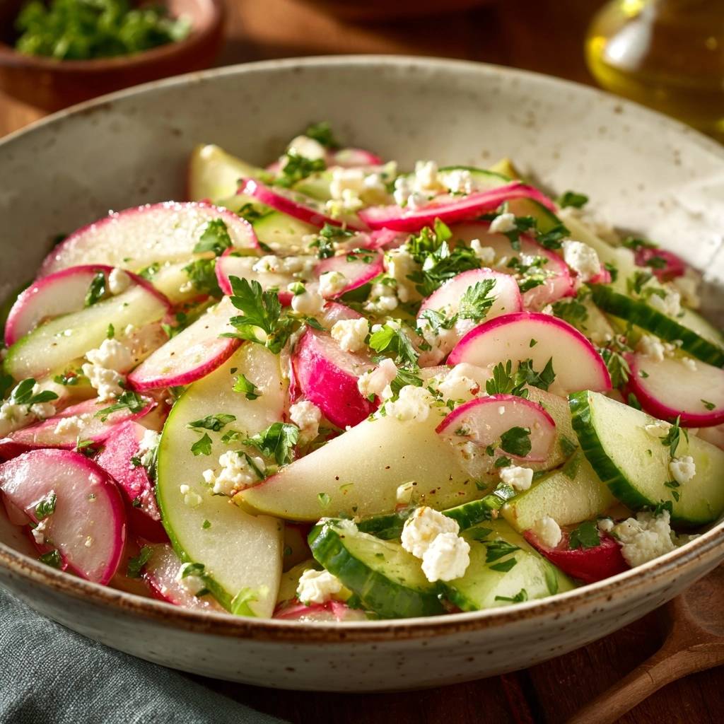 Frischer Gurken-Kartoffelsalat mit Radieschen & Feta (Keine wässrigen Gurken mehr!)