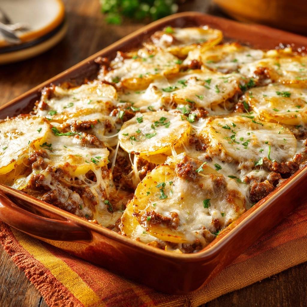 Käseüberbackener Kartoffel-Hack-Auflauf (Nie wieder matschige Kartoffeln!)