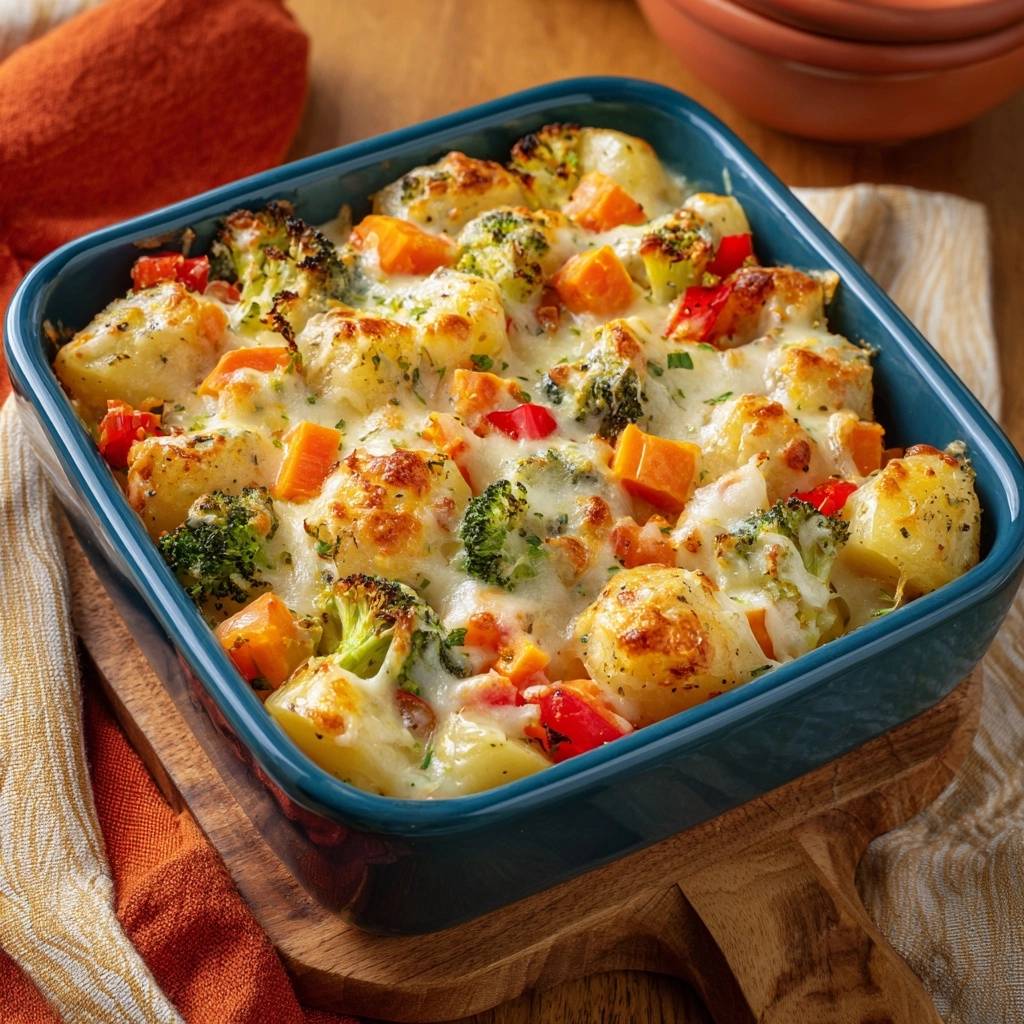 Knuspriger Kartoffel-Brokkoli-Paprika-Auflauf