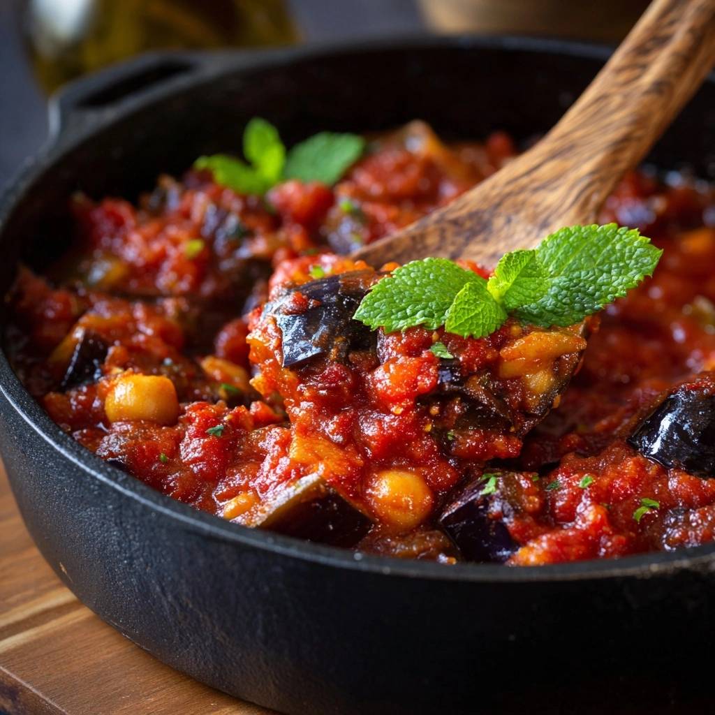 Sämiger Auberginen-Kichererbsen-Eintopf