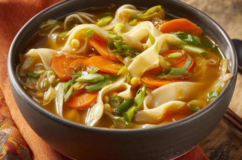 Asiatische Udon-Gemüse-Suppe (Nie wieder matschige Nudeln)