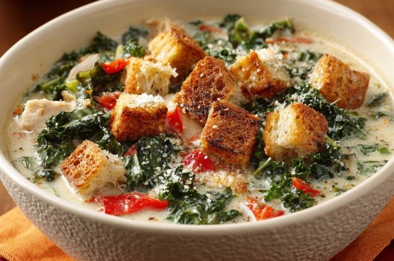 Cremige Hähnchen-Grünkohl-Suppe