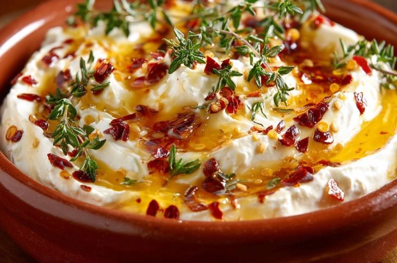 Cremiger Feta-Dip mit Honig, Chili & Thymian