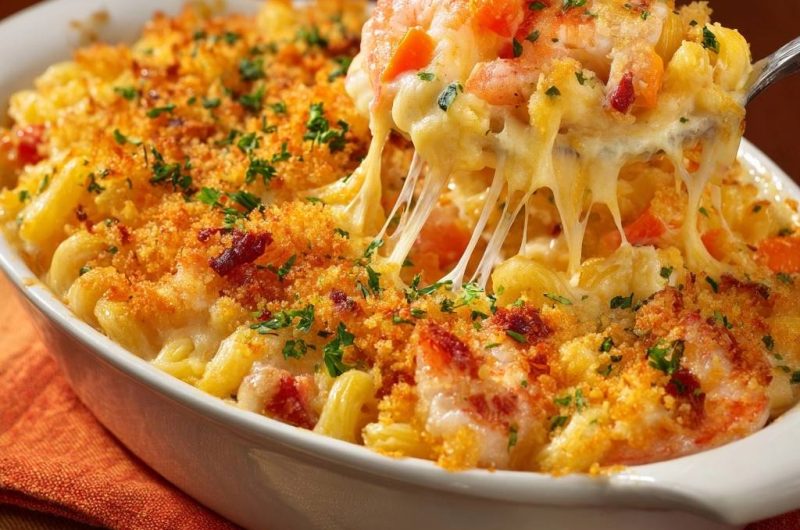 Cremiger Garnelen-Nudelauflauf