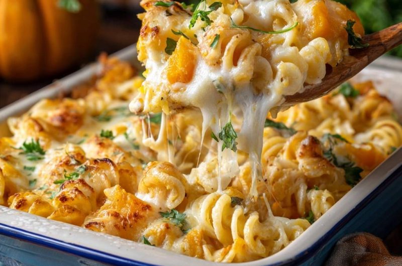 Cremiger Kürbis-Nudelauflauf