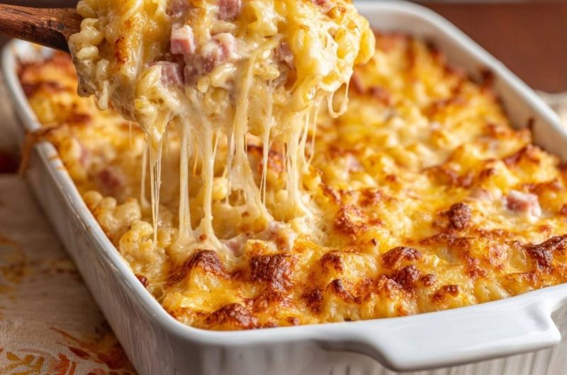 Cremiges Mac and Cheese mit Schinken (Endlich knusprige Kruste!)