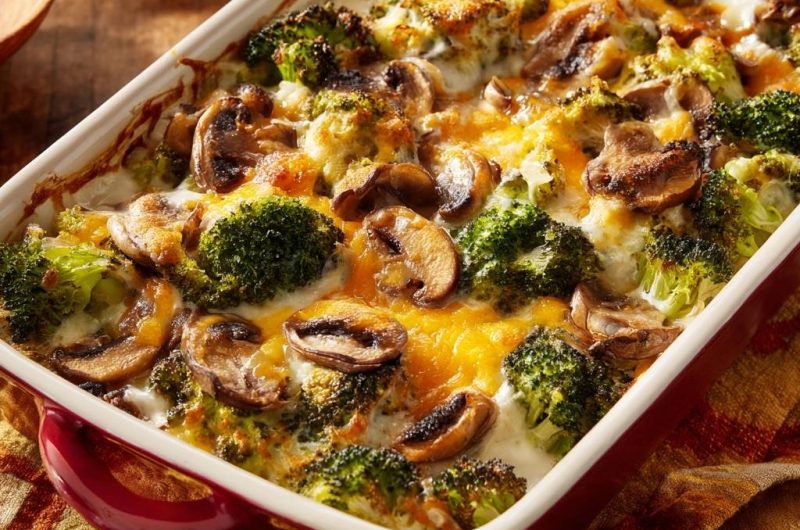Herzhafter Brokkoli-Pilz-Auflauf