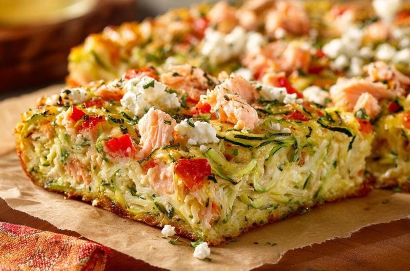 Herzhafter Zucchini-Lachs-Auflauf