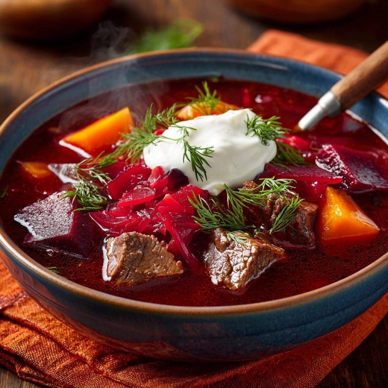 Klassischer Borschtsch: Rezept mit intensiv roter Farbe