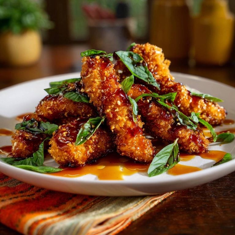 Knusprige Hähnchenstreifen in Honig-Glasur: Dauerhaft kross